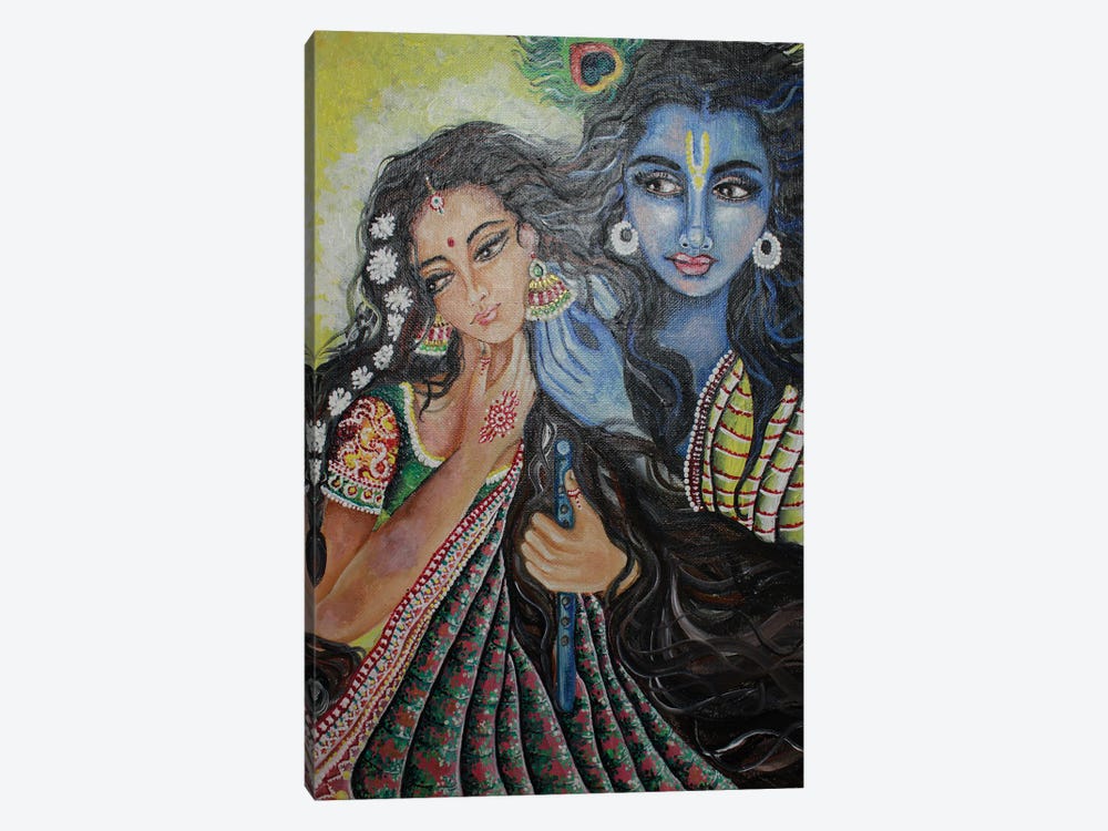 Radha Krishna Deep Love by Sangeetha Bansal 1-piece Canvas Art