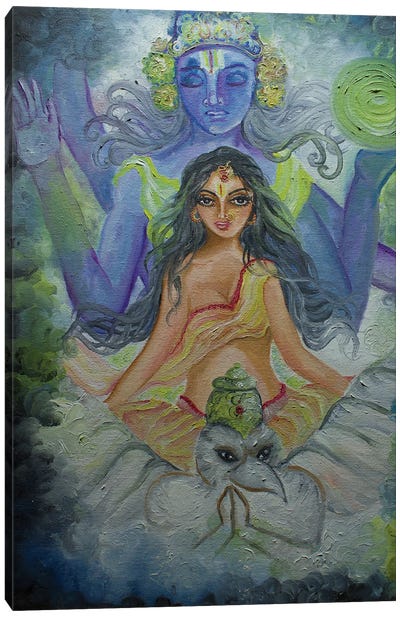 Crown Chakra Goddess Canvas Art Print - Indian Décor