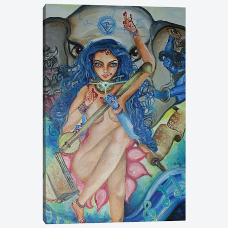 Throat Chakra Goddess Canvas Print #SGB17} by Sangeetha Bansal Canvas Artwork