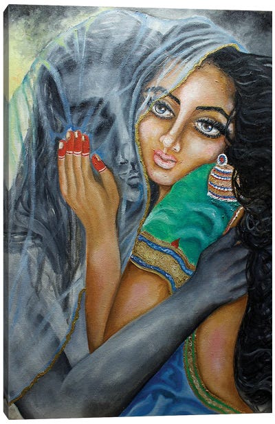 Veiled Love Canvas Art Print - Indian Décor