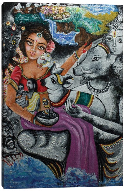 Bhoomi Devi (Mother Earth) Canvas Art Print - Indian Décor