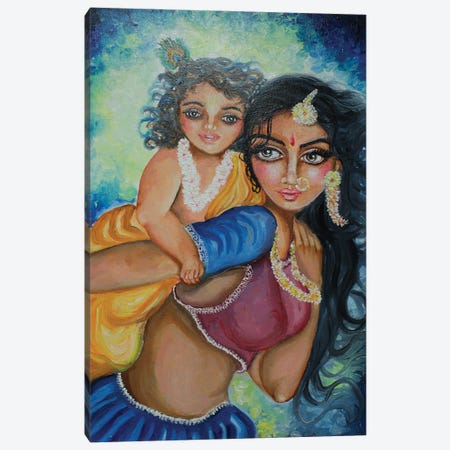 Yashoda And Baby Krishna Canvas Print #SGB23} by Sangeetha Bansal Canvas Artwork