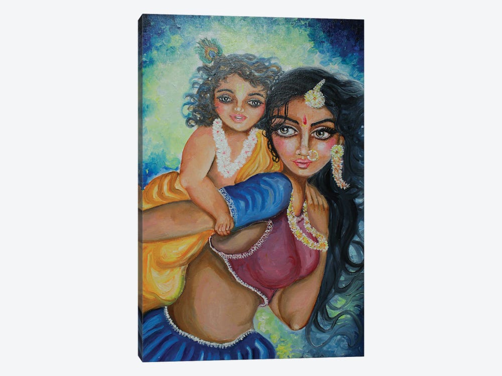 Yashoda And Baby Krishna by Sangeetha Bansal 1-piece Canvas Art