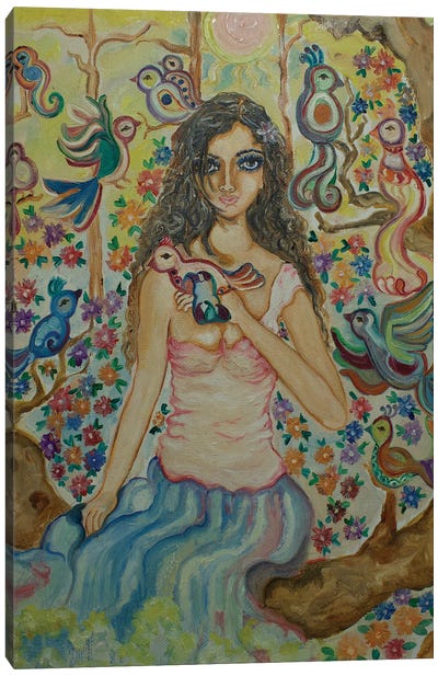 Lady In A Forest Canvas Art Print - Sangeetha Bansal