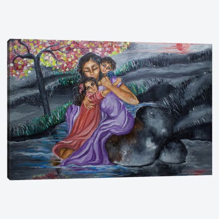 Mother And Children Canvas Print #SGB28} by Sangeetha Bansal Canvas Wall Art