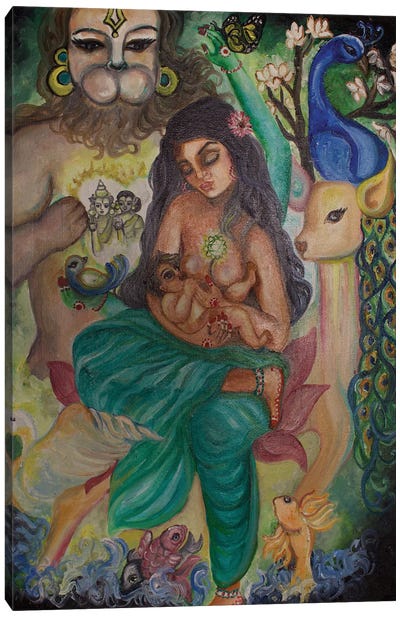 Heart Chakra Goddess Canvas Art Print - Indian Décor