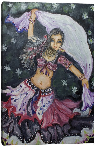Lady Dancing With The Stars Canvas Art Print - Indian Culture
