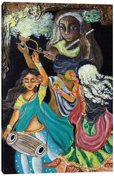 Krishna Devotees Canvas Art Print - Indian Décor