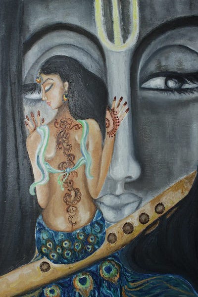 Flute Of Love by Sangeetha Bansal metal wall art