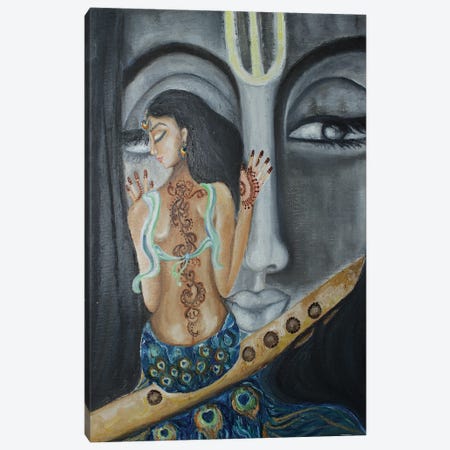 Flute Of Love Canvas Print #SGB42} by Sangeetha Bansal Canvas Artwork