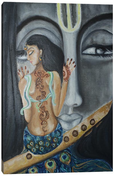 Flute Of Love Canvas Art Print - Indian Culture