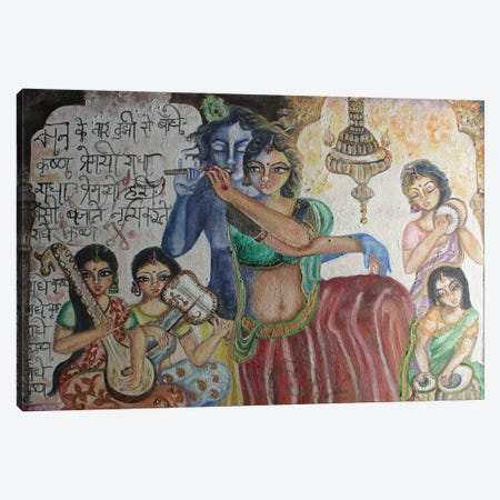 Krishna And Gopis Canvas Print #SGB45} by Sangeetha Bansal Canvas Print