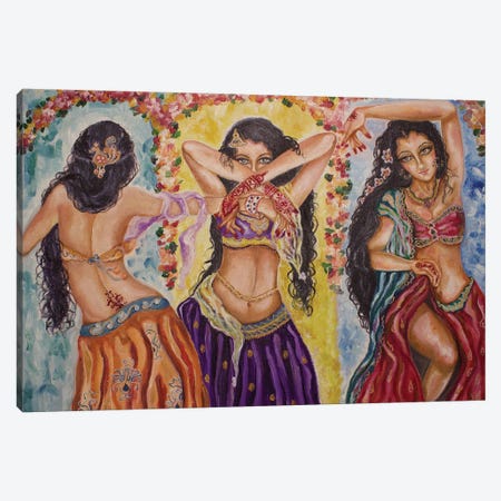 Three Dancers Canvas Print #SGB4} by Sangeetha Bansal Canvas Wall Art