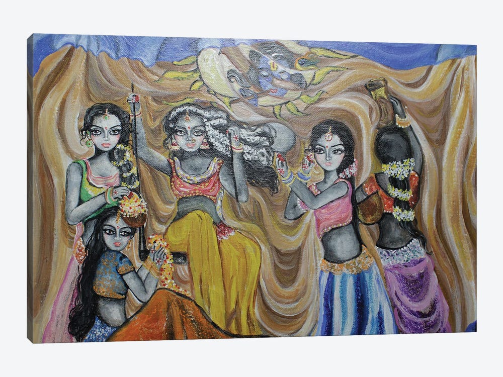 Krishna And Devotees by Sangeetha Bansal 1-piece Canvas Wall Art
