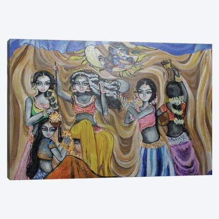 Krishna And Devotees Canvas Print #SGB52} by Sangeetha Bansal Canvas Print