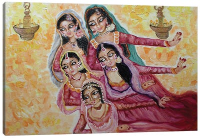 Kathak Dancers Canvas Art Print - Indian Décor