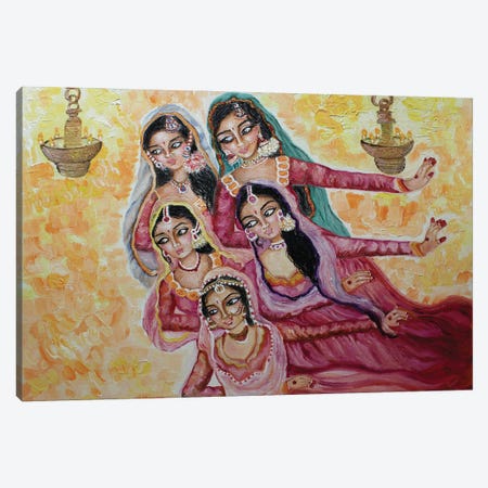Kathak Dancers Canvas Print #SGB53} by Sangeetha Bansal Canvas Print