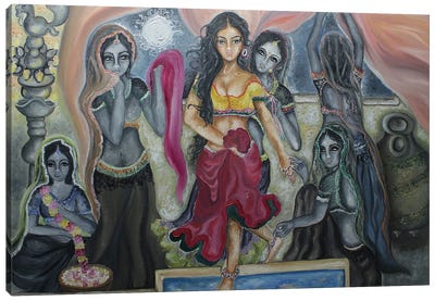 Princess Bathing Canvas Art Print - Sangeetha Bansal
