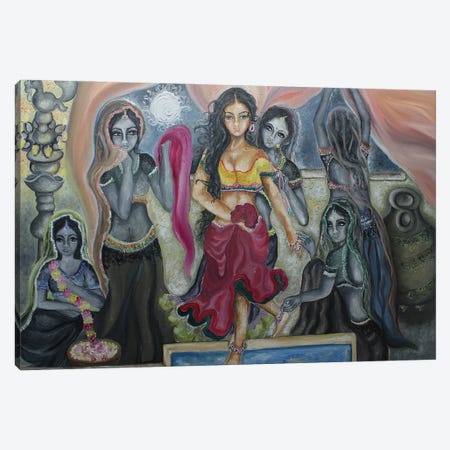 Princess Bathing Canvas Print #SGB54} by Sangeetha Bansal Canvas Art