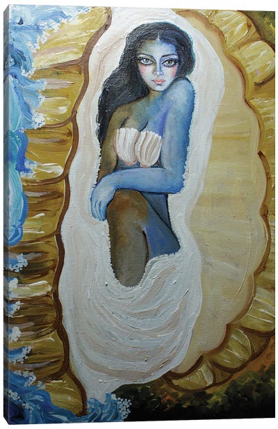 Woman Pearl Shell Canvas Art Print - Indian Décor