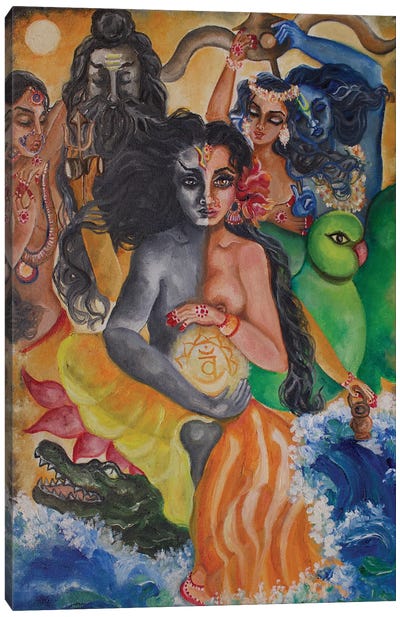 Sacral Chakra Goddess Canvas Art Print - Indian Décor