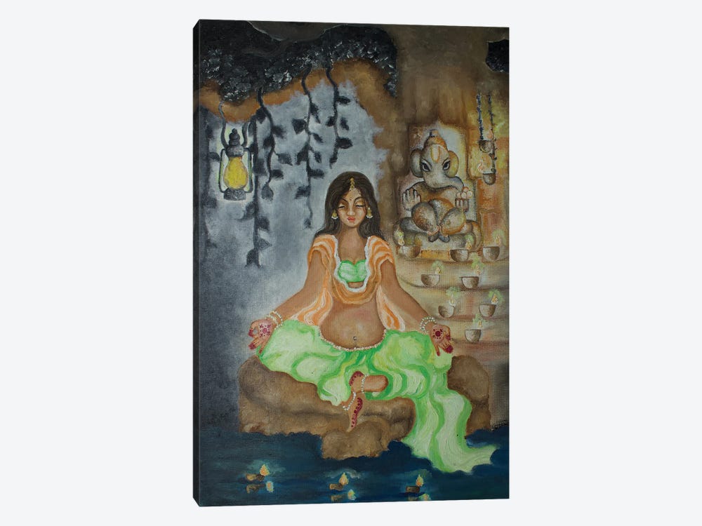 Meditating With Ganesha by Sangeetha Bansal 1-piece Canvas Artwork