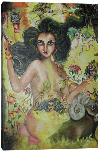 Solar Plexus Chakra Goddess Canvas Art Print - Indian Décor
