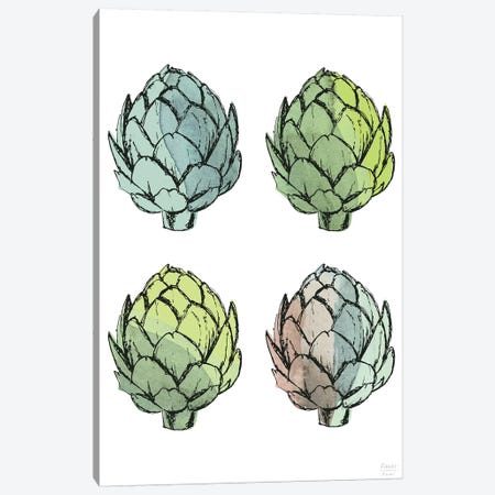 Four Artichokes Canvas Print #SGD100} by Statement Goods Canvas Wall Art