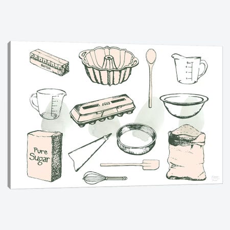 Baking Ingredients Canvas Print #SGD105} by Statement Goods Art Print