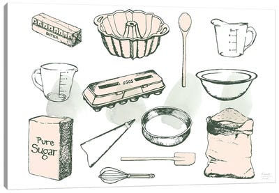 Baking Ingredients Canvas Art Print - Kitchen Equipment & Utensil Art