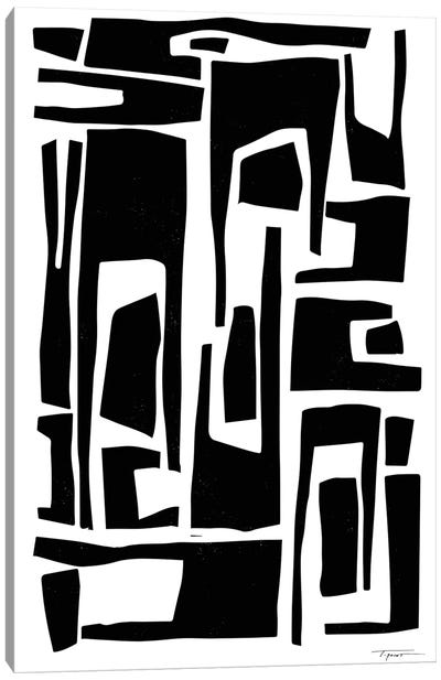 Elongated Modern And Abstract Shapes Canvas Art Print - Black & White Art