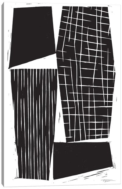 Four Minimalist Geometric Forms With Patterns Canvas Art Print - Black & White Patterns