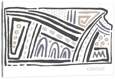 Kansas Canvas Art Print - Kids Map Art