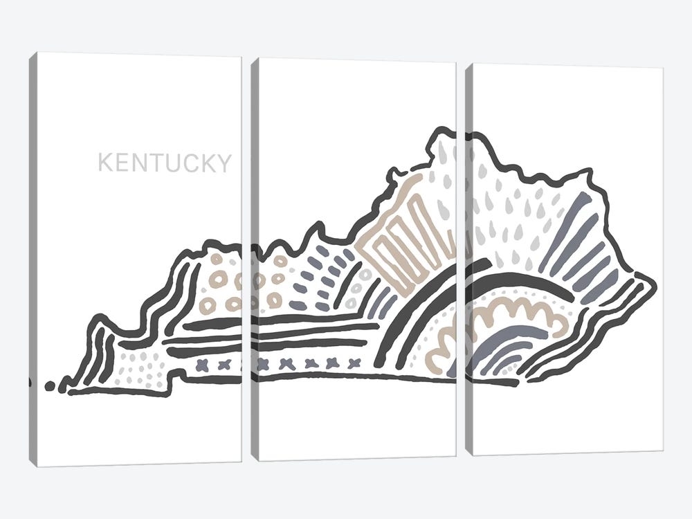 Kentucky In Black And White by Statement Goods 3-piece Art Print