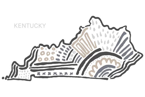 Kids Map Art: Kentucky In Black And White by Statement Goods