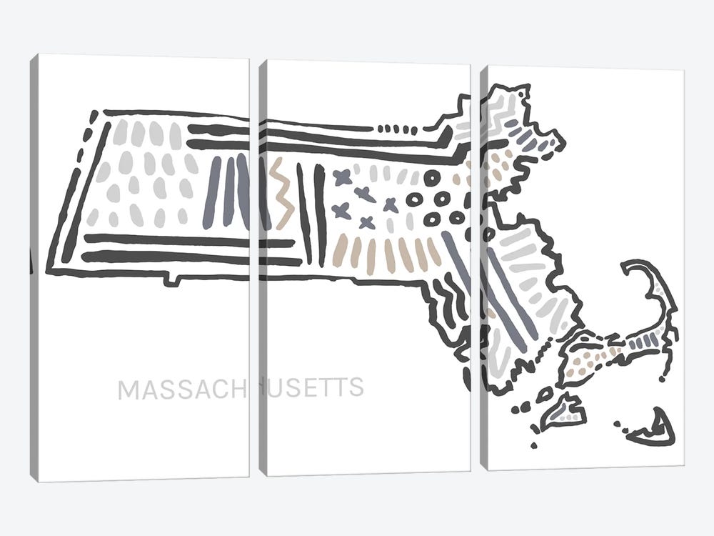 Massachusetts by Statement Goods 3-piece Canvas Art Print