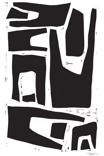 Black & White Decorative Art: Minimalist Organic Shapes by Statement Goods