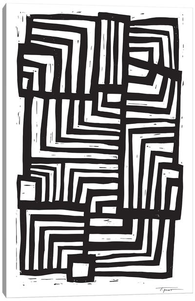 Moving Lines Canvas Art Print - Black & White Minimalist Décor