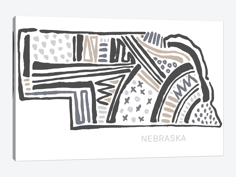Nebraska by Statement Goods 1-piece Canvas Wall Art