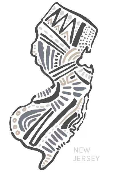 Large Map Art - Canvas Prints: New Jersey by Statement Goods