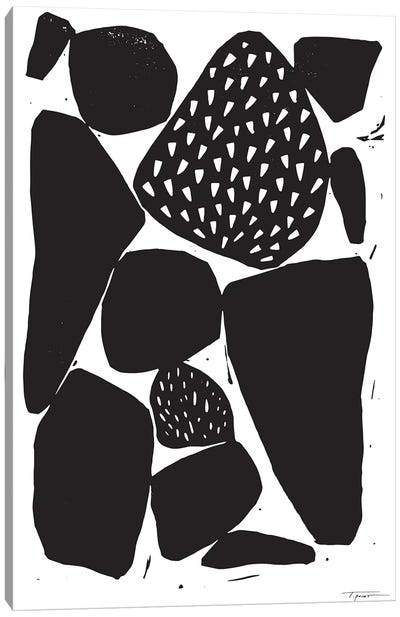 Organic Shapes With Patterns Canvas Art Print - Black & White Minimalist Décor
