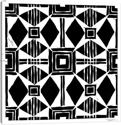 Spanish Inspired Tile Canvas Art Print - Black & White Patterns