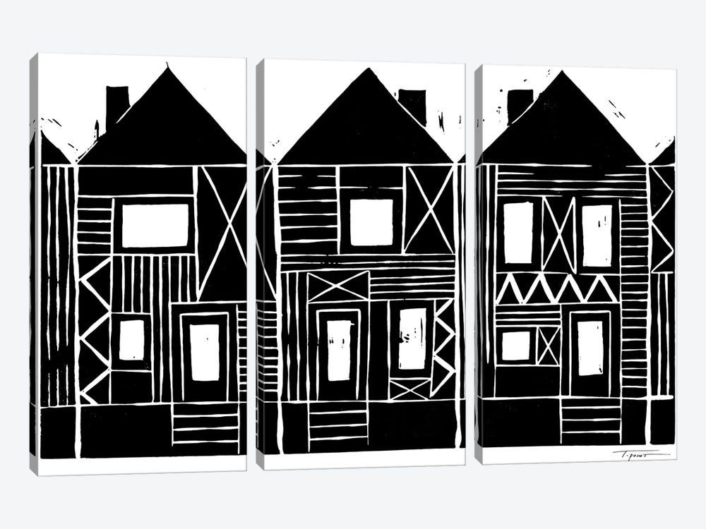 Three Row Houses by Statement Goods 3-piece Canvas Art Print
