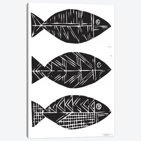 Three Tribal Fish Canvas Print #SGD72} by Statement Goods Canvas Art Print