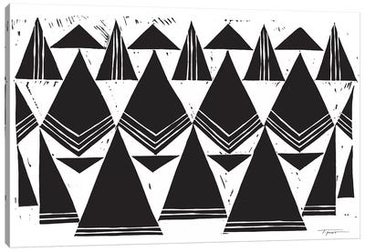 Triangles That Repeat Canvas Art Print - Black & White Minimalist Décor