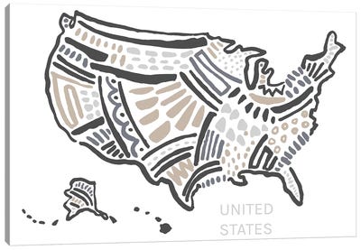 USA Canvas Art Print - Kids Map Art