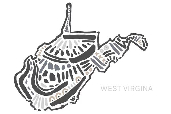 Kids Map Art: West Virginia by Statement Goods