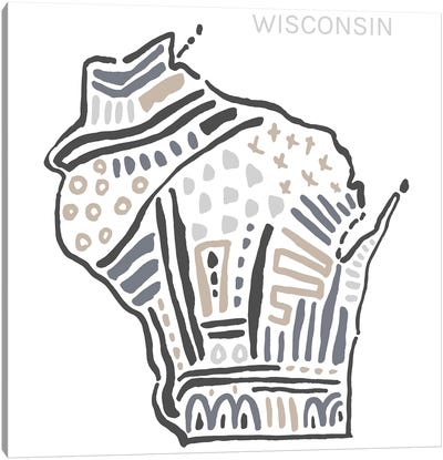 Wisconsin Canvas Art Print - Kids Map Art