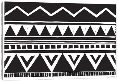 Zig Zag Above Tribal Triangles Canvas Art Print - Black & White Patterns