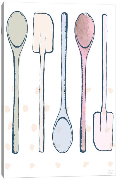 Kitchen Spoons And Spatulas Canvas Art Print - Kitchen Equipment & Utensil Art